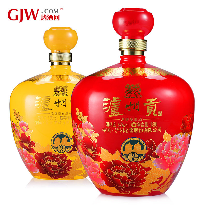 泸州老窖股份52度泸州贡整箱白酒1880ml*2瓶大坛浓香白酒礼盒装