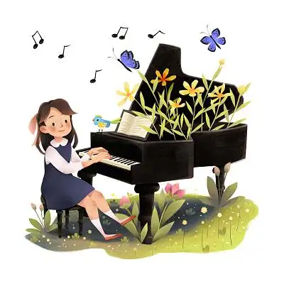 弹钢琴图片