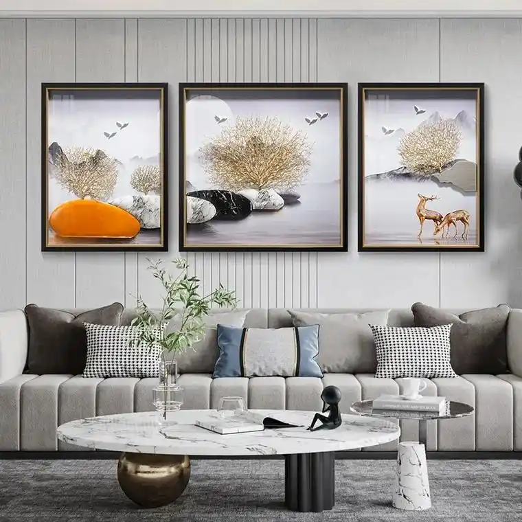 现代简约客厅沙发背景墙装饰画三联画壁画挂画轻奢风高档大气,尺 - 抖