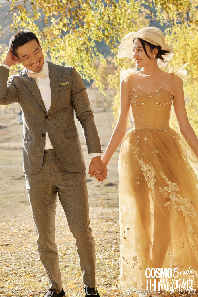 纪焕博rock和@王诗晴甜蜜演绎#时尚新娘#封面大片,belle vivier