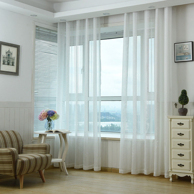 窗纱简约现代窗帘帘布白纱成品阳光房阳台客厅定制窗帘