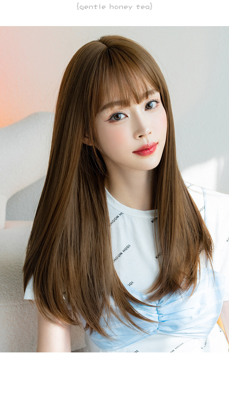 唐妮假发女长直发自然全头气质减龄新款长发假头发适合圆脸仿真全头套