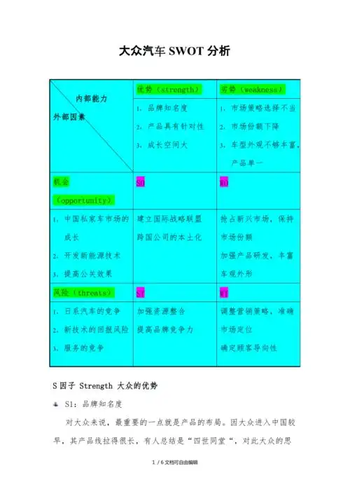 大众汽车swot分析