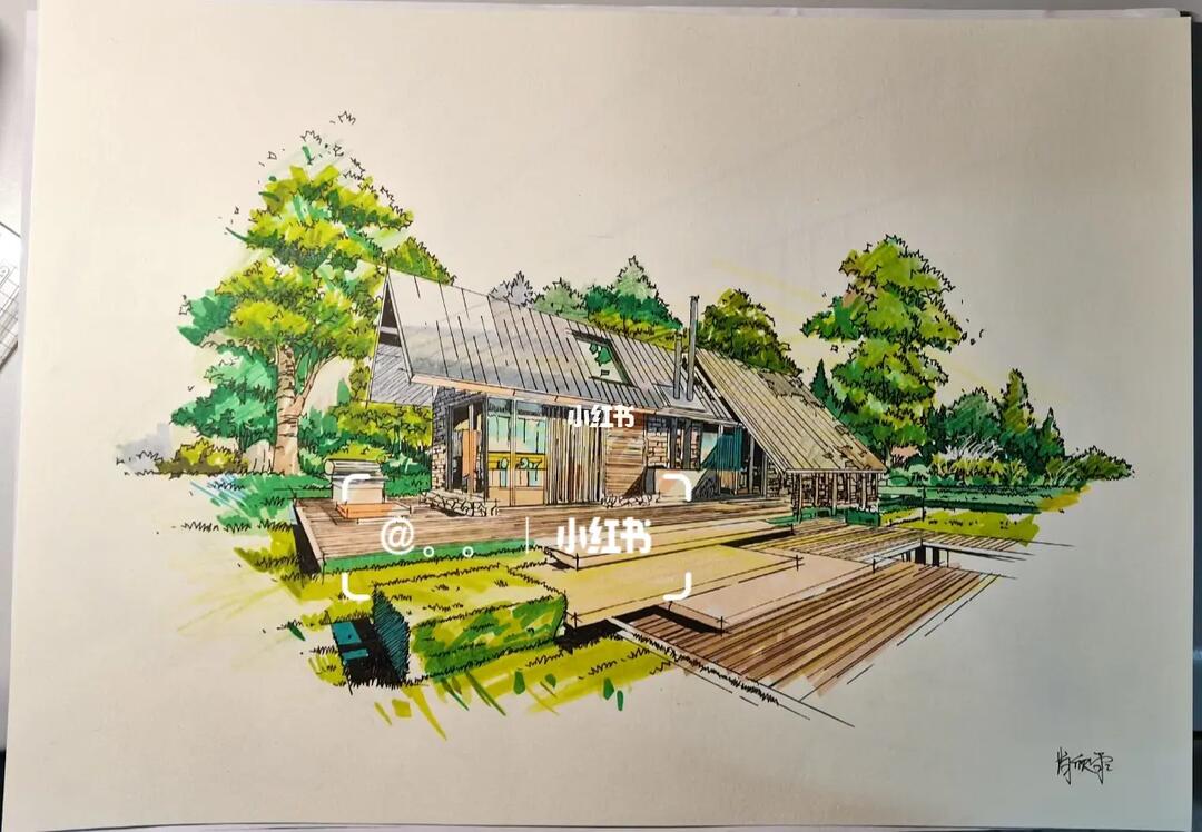 室外马克笔手绘