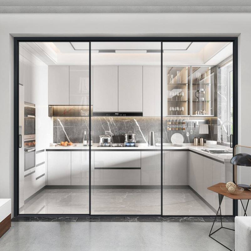 厨房极窄三联动玻璃推拉门