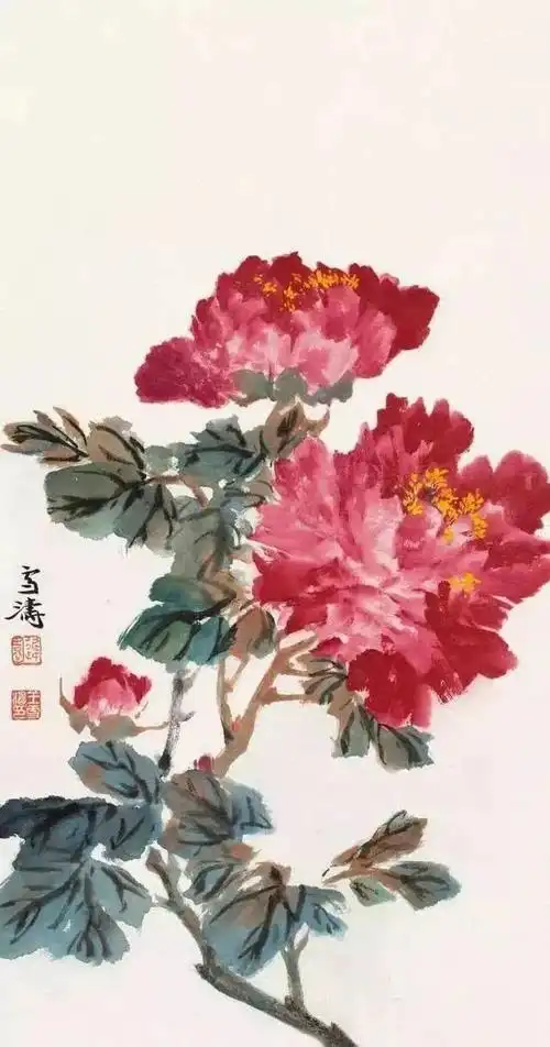 王雪涛牡丹及团扇小品九十八幅