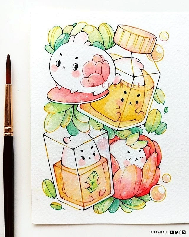 插画师:piccandle (转)@手绘手账素材