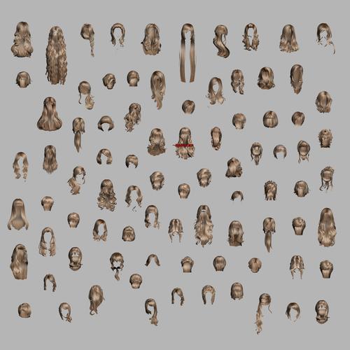 maya头发模型库500个现代女性人头发型高精度带贴图3dmax