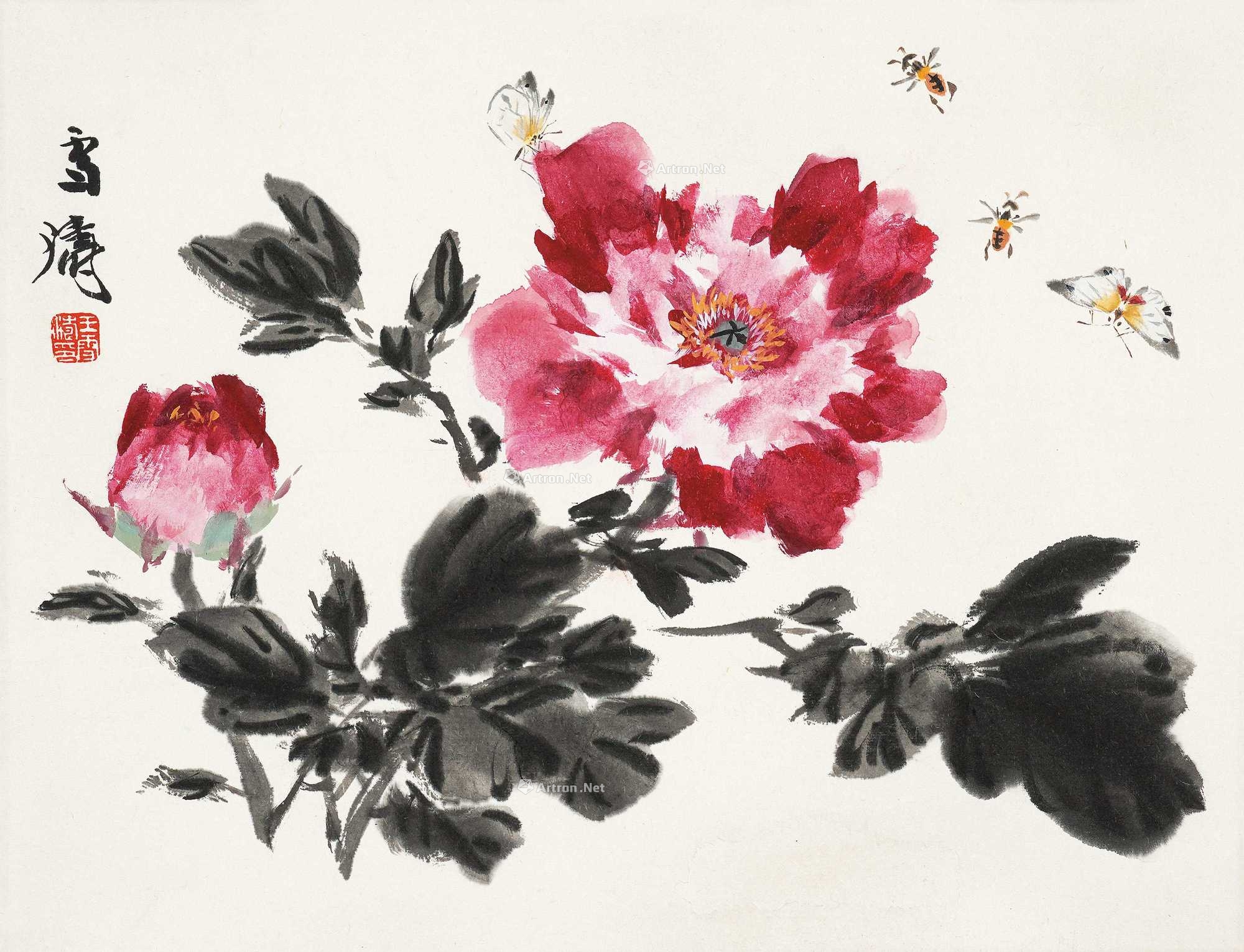 王雪涛 富贵牡丹 镜心