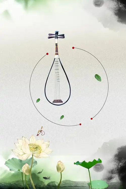 古风水墨荷花海报背景素材