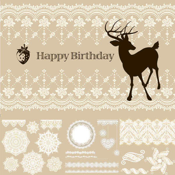 清新蕾丝矢量高清素材  日系圆形蕾丝花纹圆形花边封面装饰素材