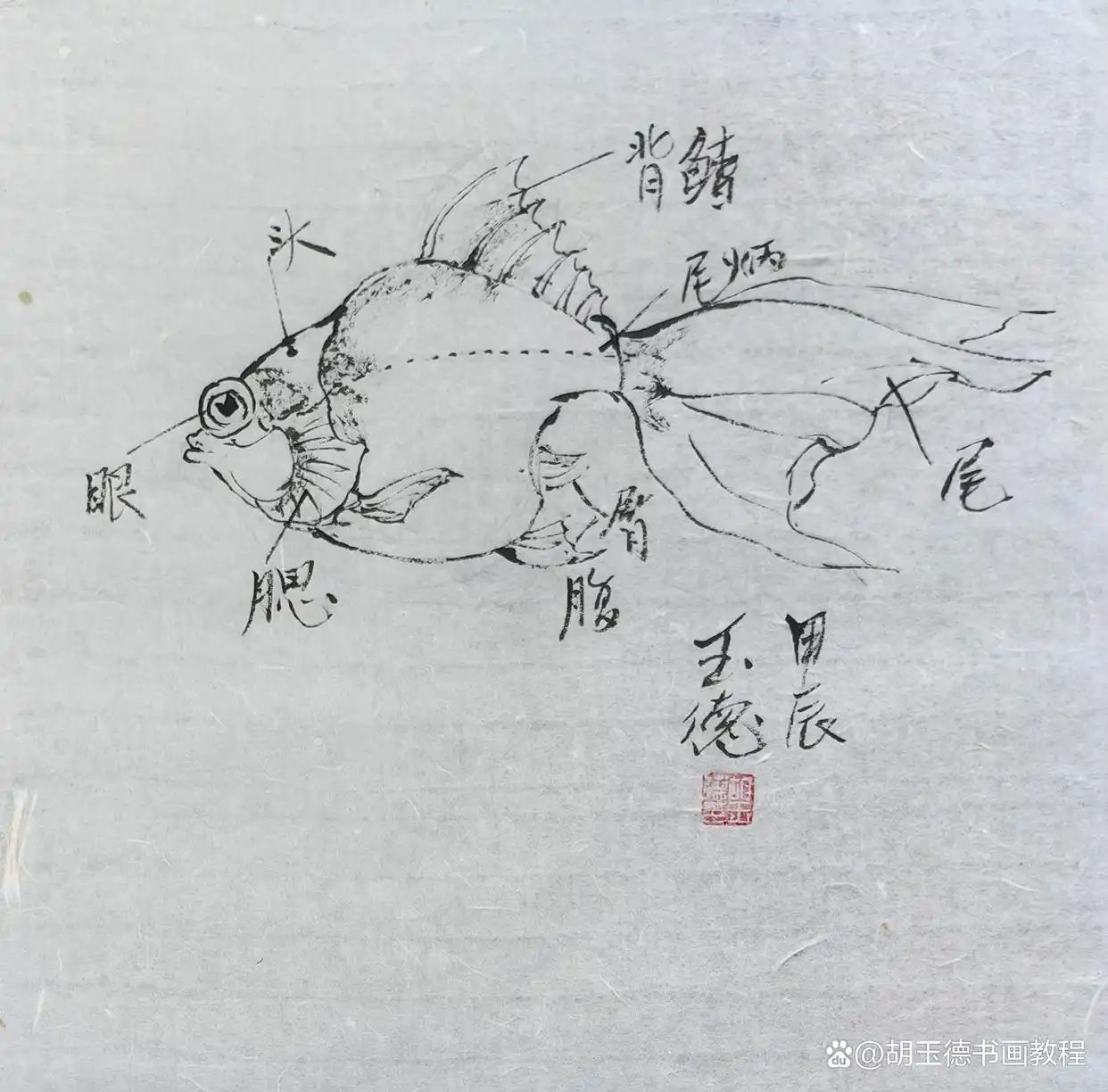 碧波荡漾金鱼游,红鳞翩跹舞水流