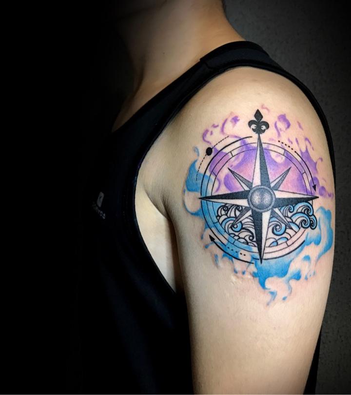 指南针_纹身图案手稿图片_大牙的纹身作品集