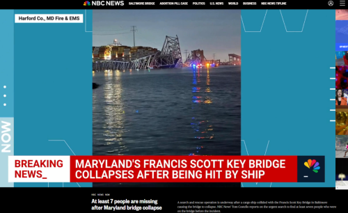 30秒内垮塌巨轮撞毁美国著名大桥7人失踪多车落水附近房屋震感明显