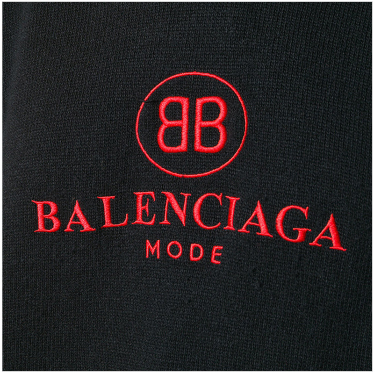 balenciaga/巴黎世家 女装 服饰 黑色 羊绒logo徽标刺绣高领 女士针织