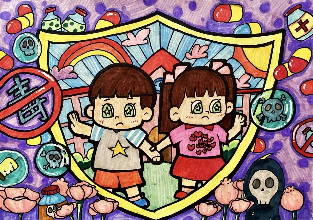创意满满来看中小学生精心创作的禁毒漫画