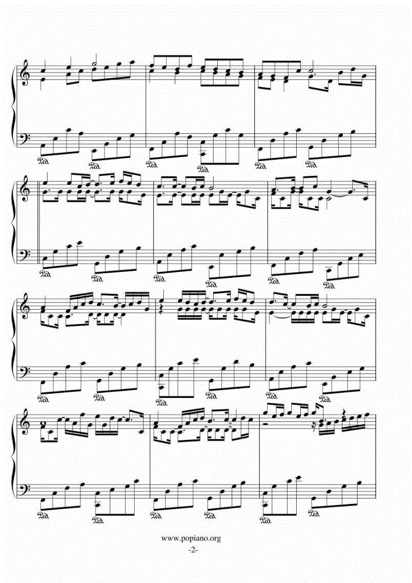 钢琴谱卡农c调pdf7页