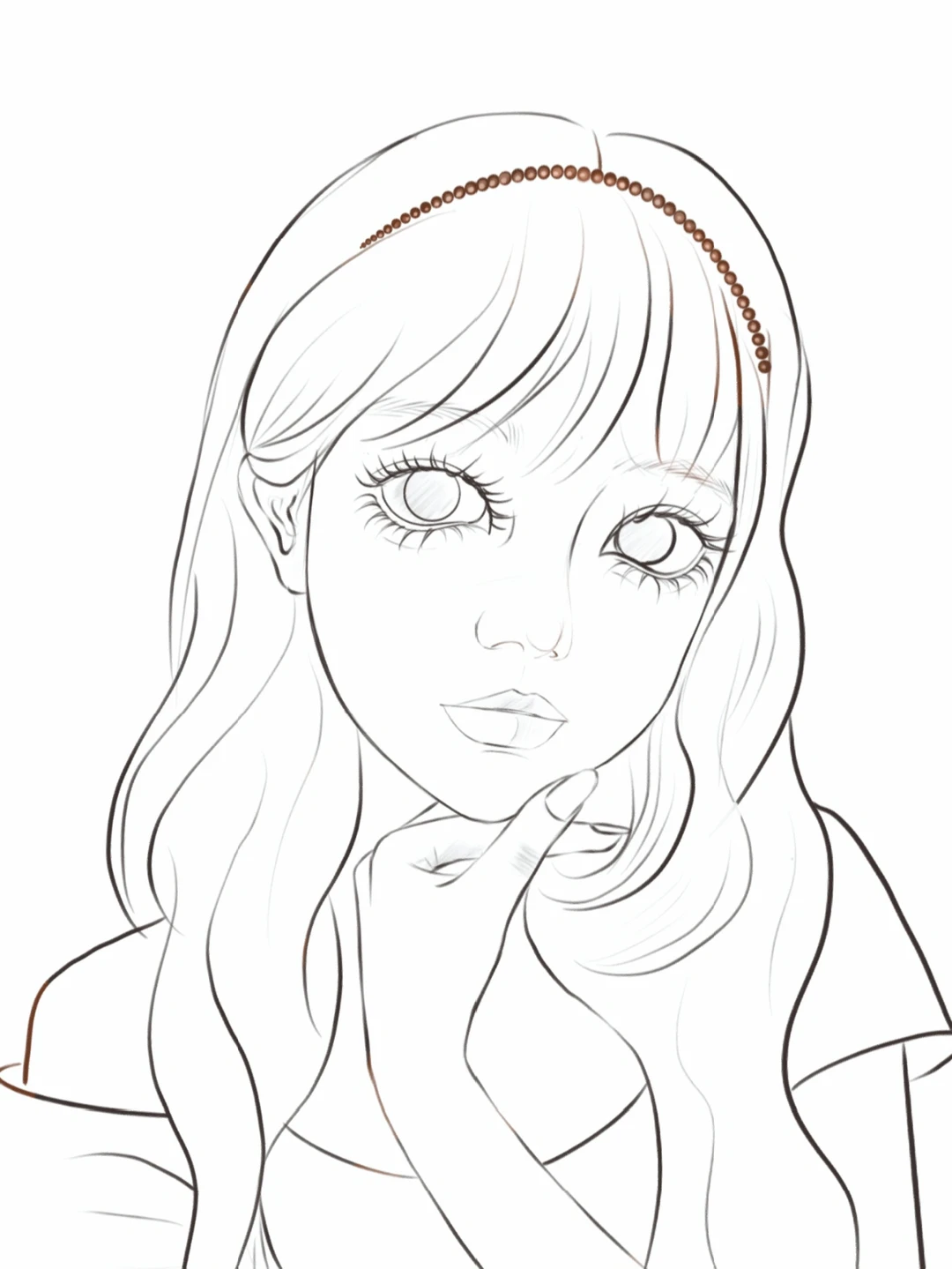 线稿眼睛有点小恐怖左滑上色后