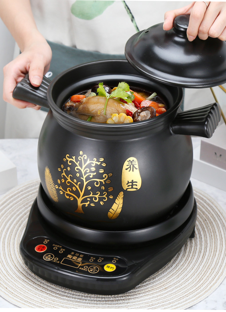 煲汤锅全自动智能煮粥家用插电多功能砂锅熬粥陶瓷养生电炖锅 国泰家