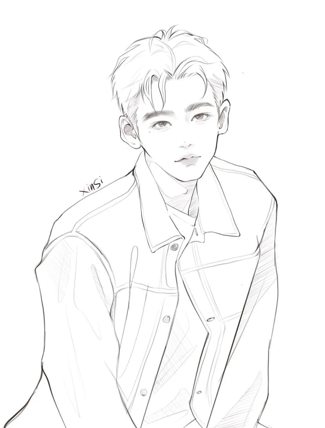 来一个白敬亭原作者@充电中的pikajo#临摹打卡  #线稿  #画画打卡