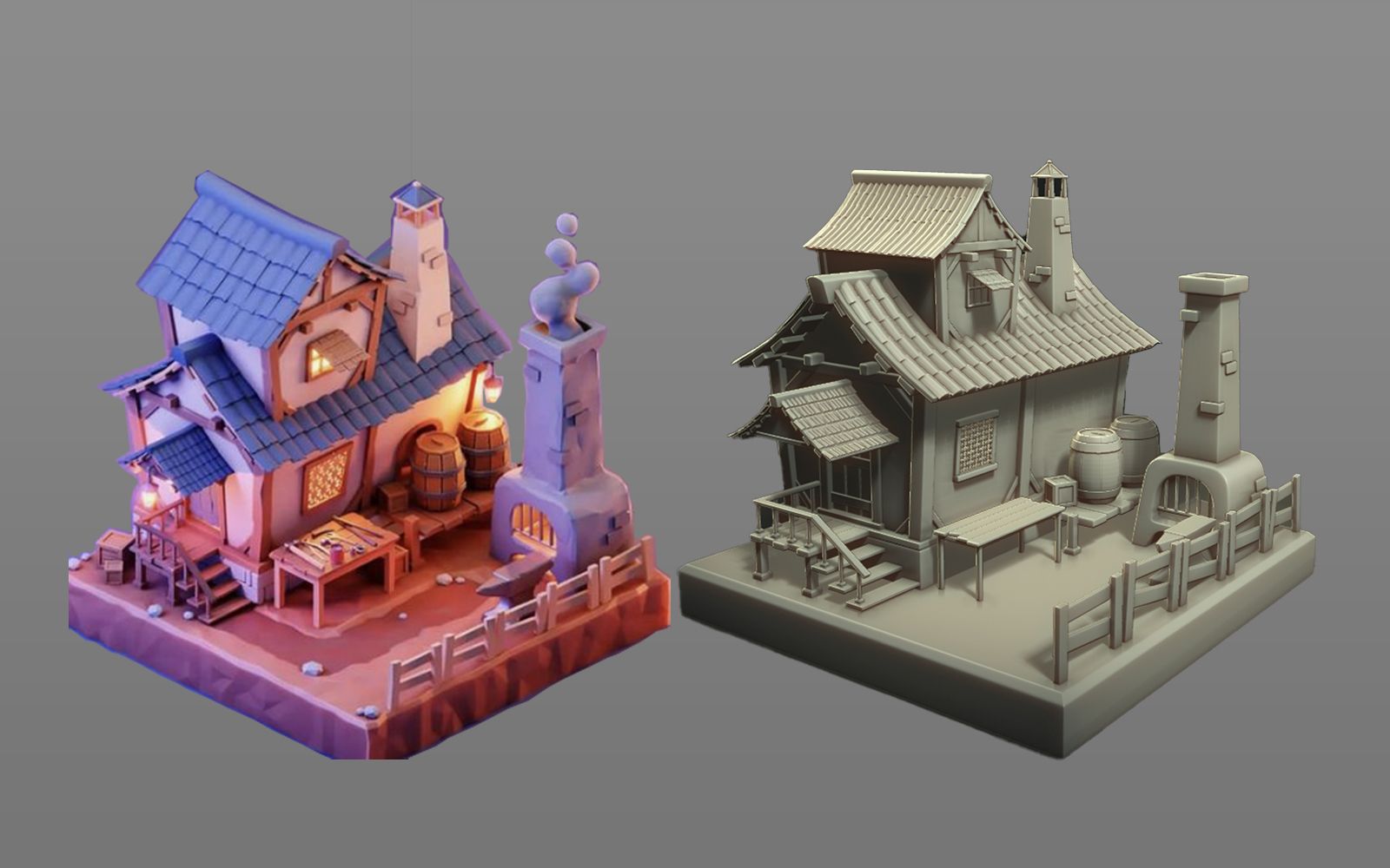 【maya场景建模】卡通小房子模型制作,0基础布线案例教学