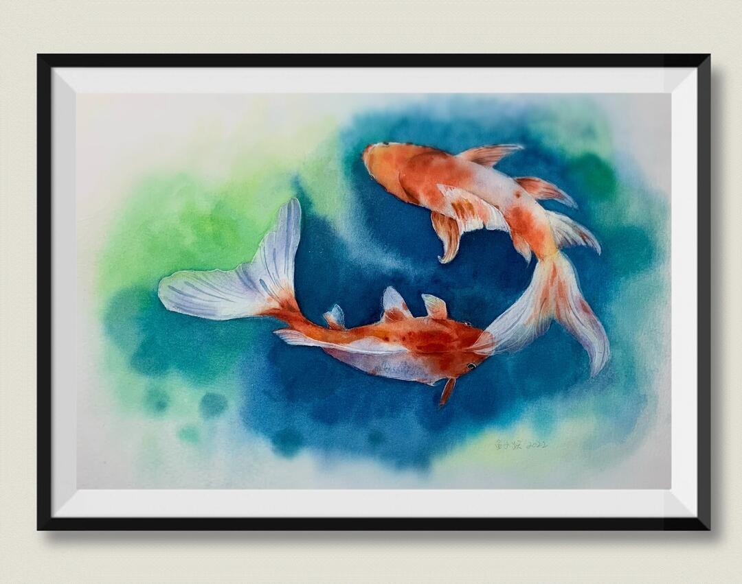 水彩练习锦鲤图