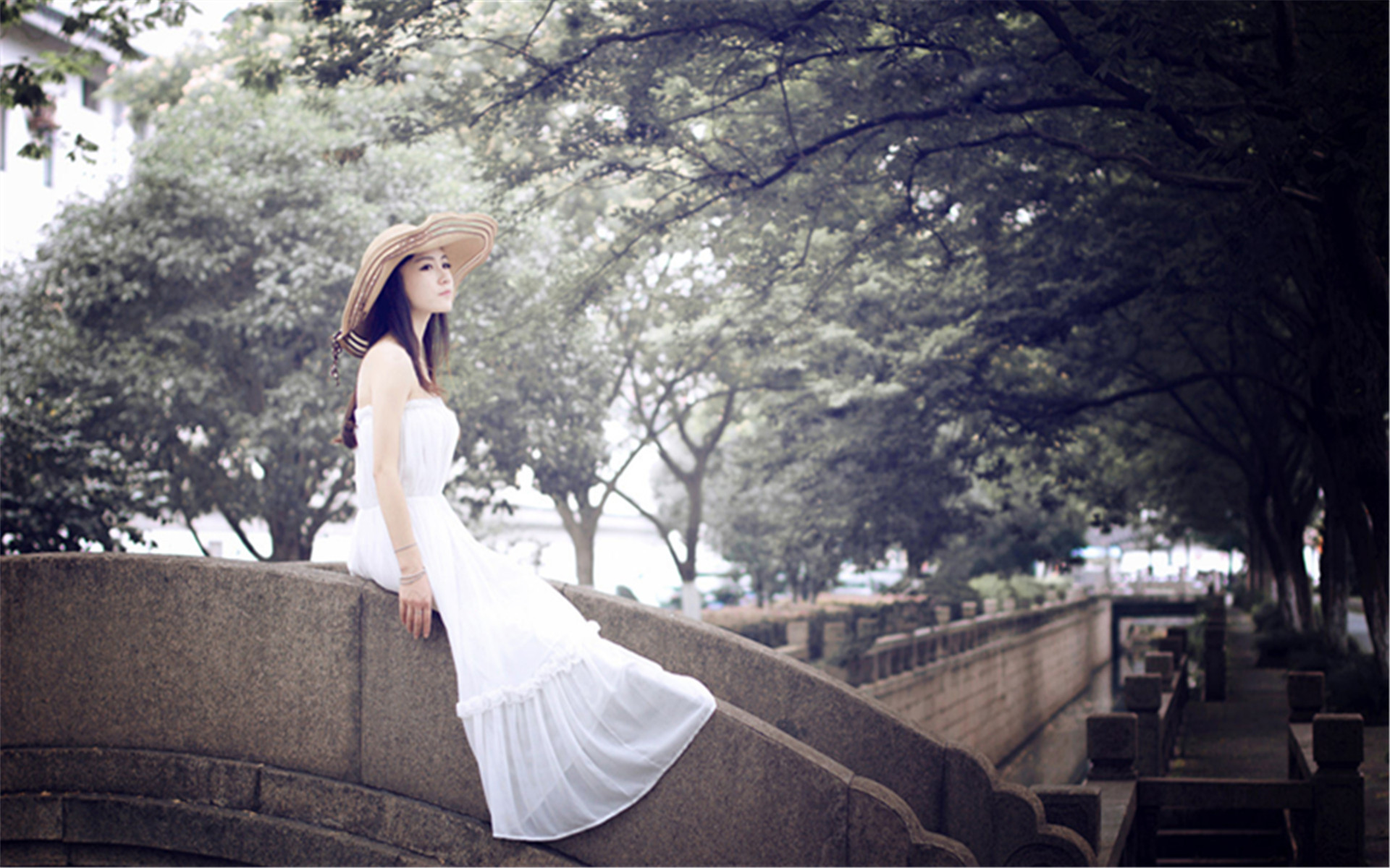 唯美气质白裙美女写真电脑壁纸
