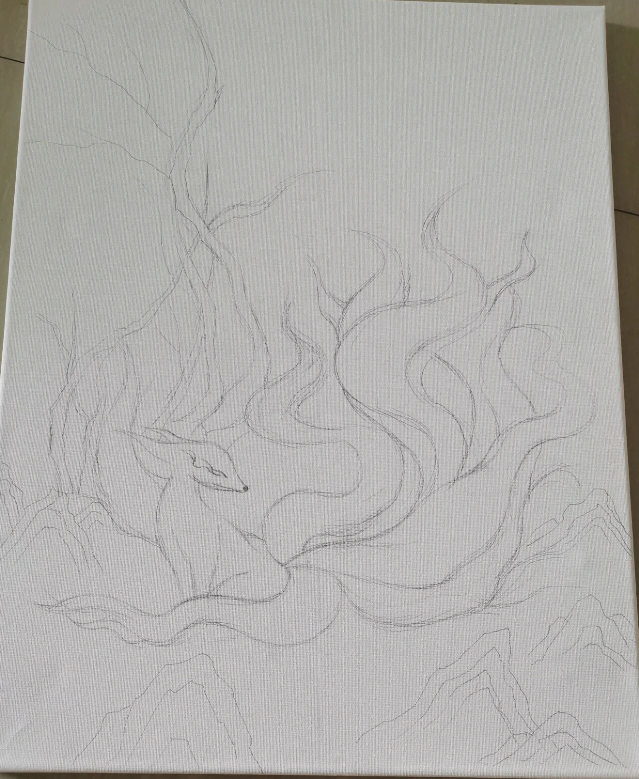 丙烯画山海经九尾狐(有绘画步骤) 山海经九尾狐 参考壁纸