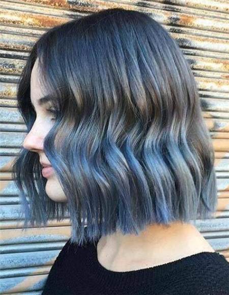 灰调水蓝染发 灰蓝色头发