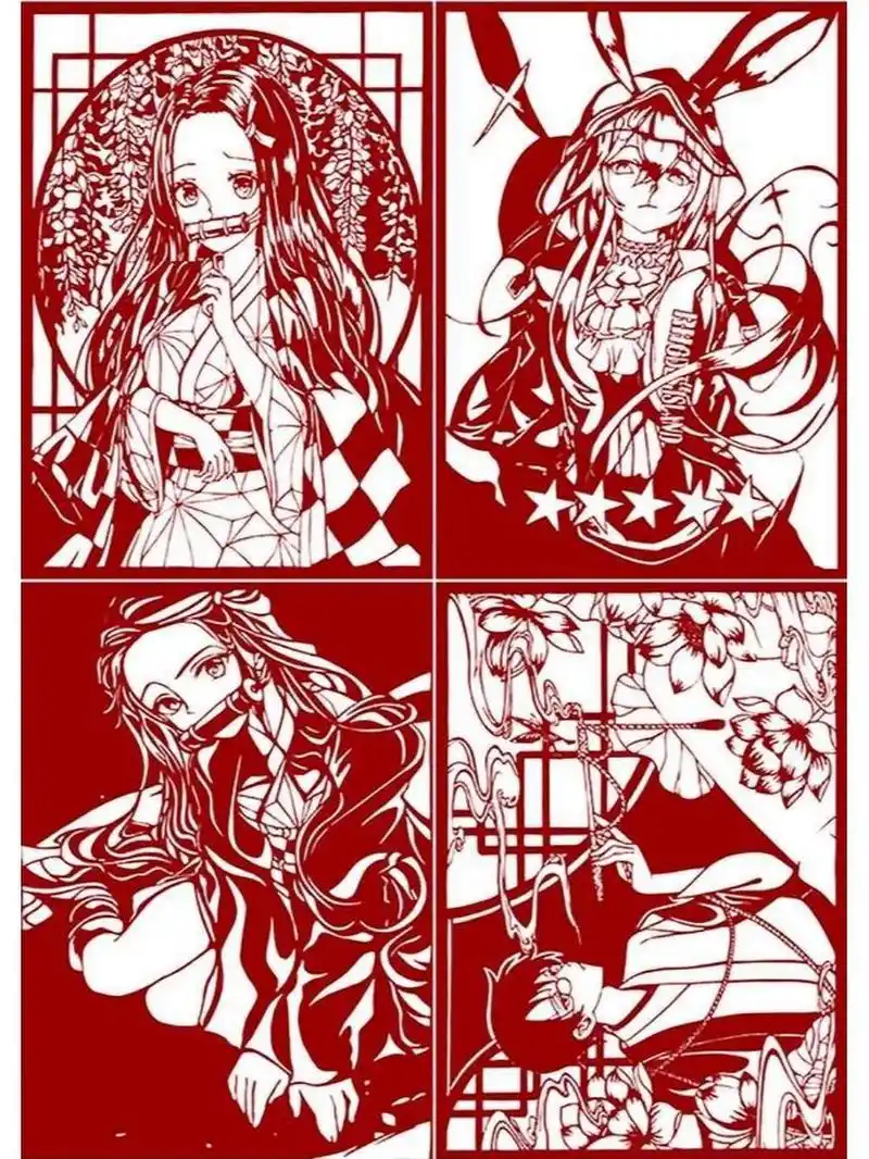 刻纸《动漫人物》 刻纸 刻纸剪纸 刻纸作品 刻纸底稿 代刻纸