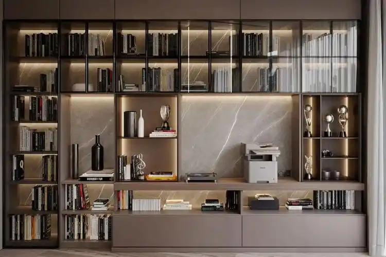 欧派地板现代简约书柜设计效果图