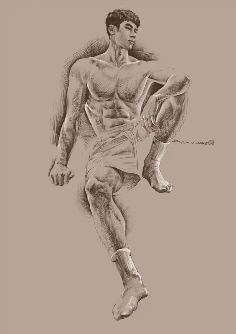 男生速写|8/100.#艺术 #肌肉 #体育生 #健身 #腹 - 抖音