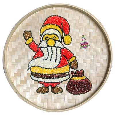 儿童五谷杂粮豆子竹筛匾粘贴画材料幼儿园种子手工创意粘贴类