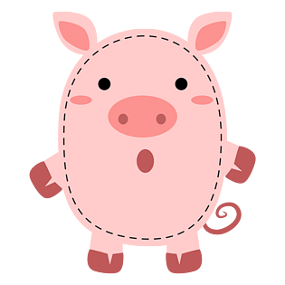 卡通可爱粉色的猪平面图插画