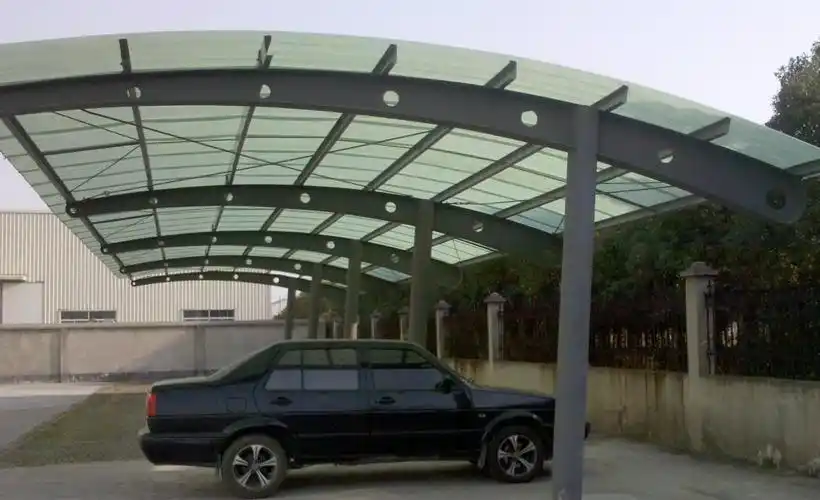 景悦厂家定做钢膜结构停车棚汽车公交车站雨棚-景观遮阳车棚