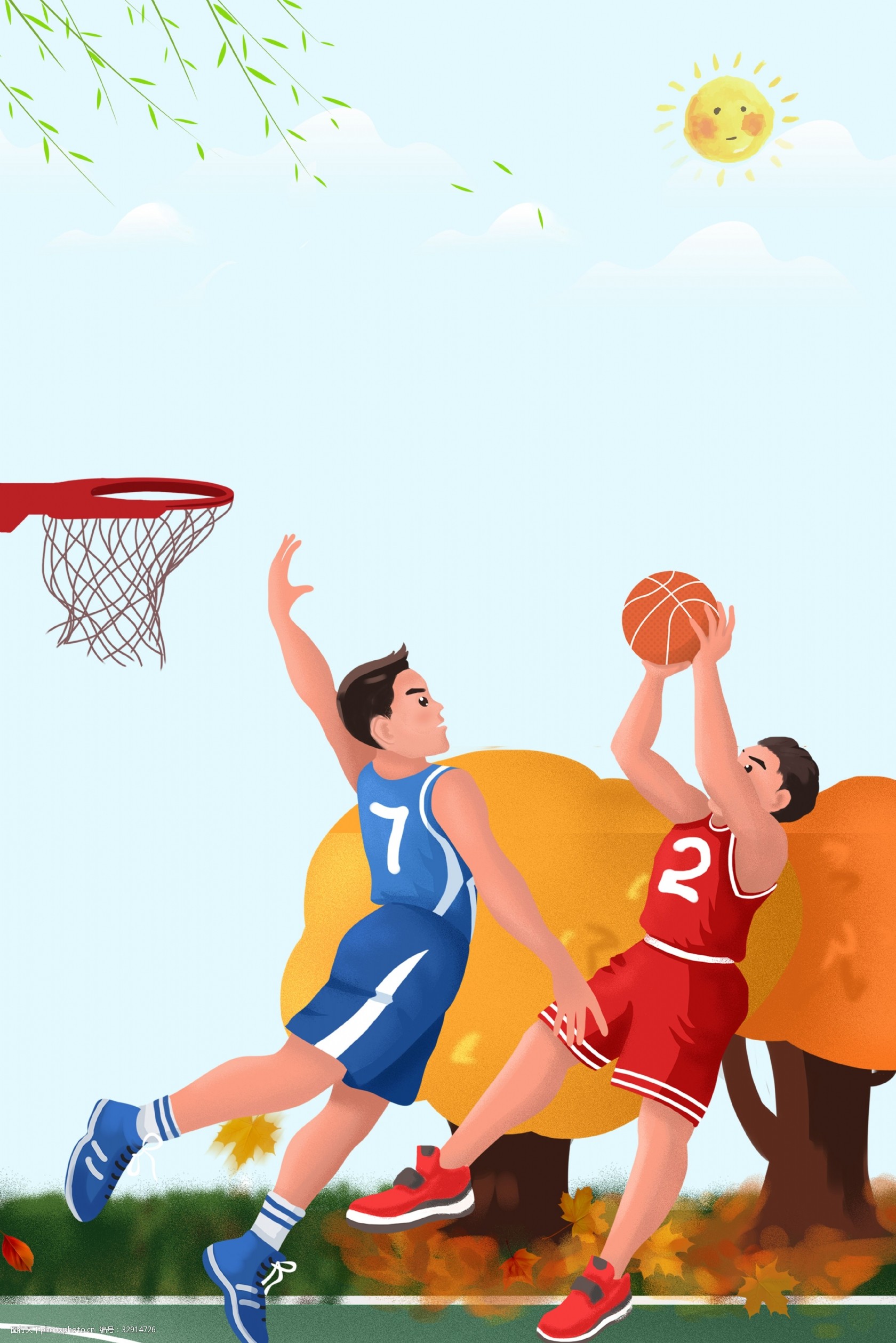 全民健康篮球运动背景素材