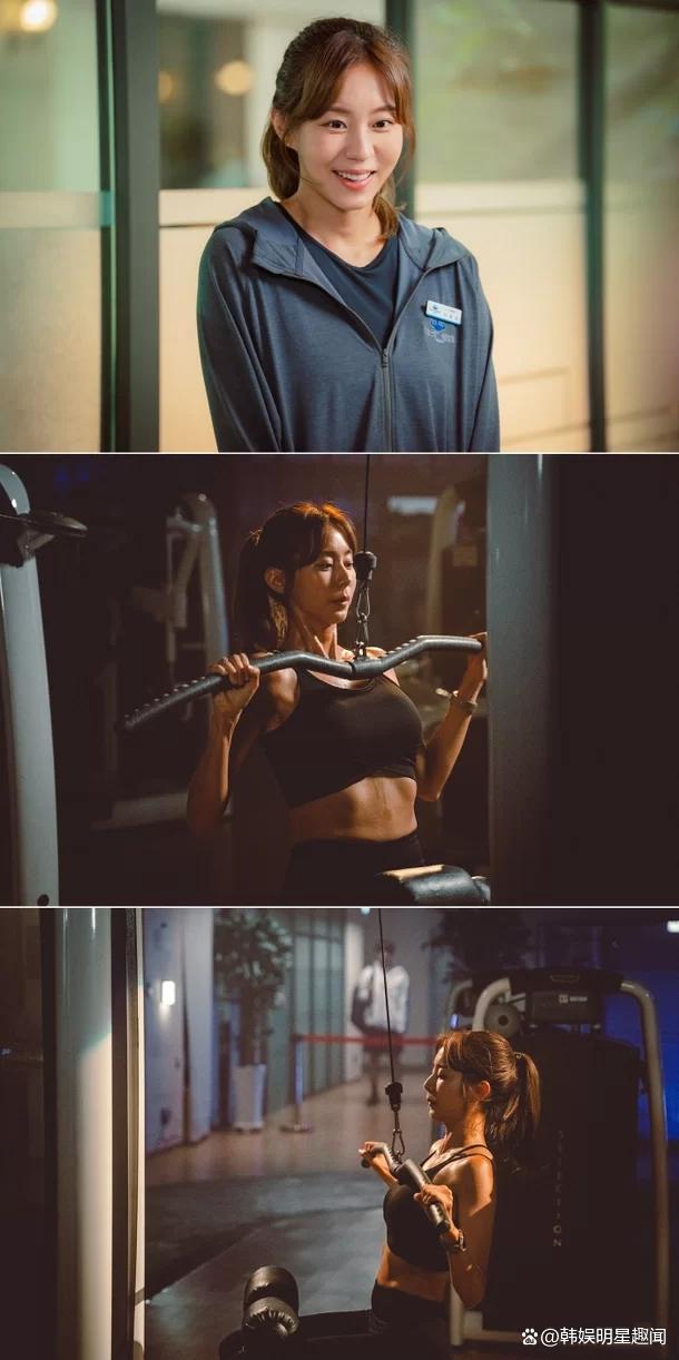 《孝心的家》中饰演健康教练的,韩国女星uie金宥真,完美的肌肉身材