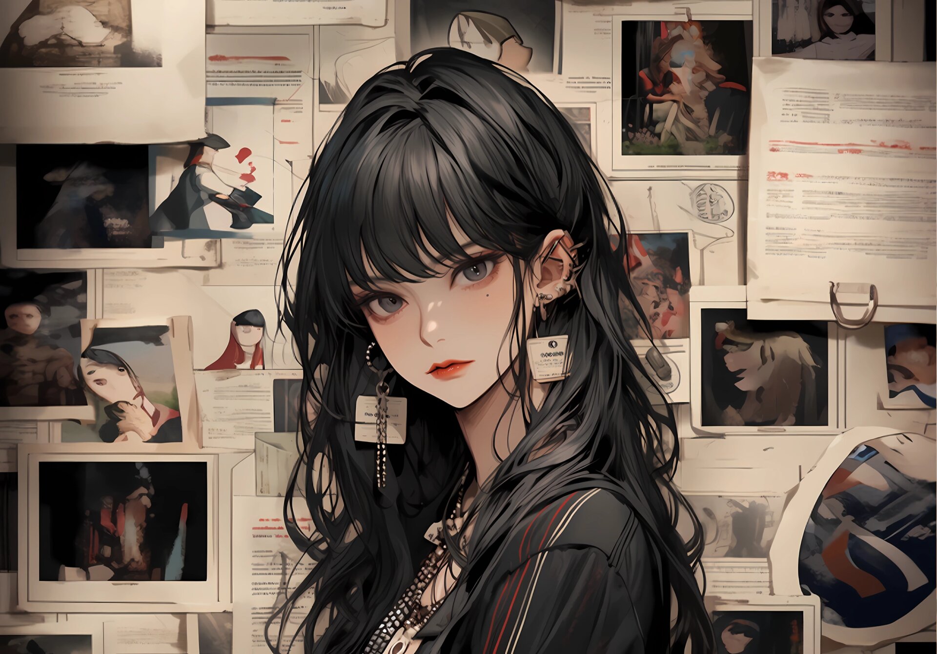 电脑壁纸|复古港风|时尚少女 #插画分享# #少女壁纸# #小众壁纸