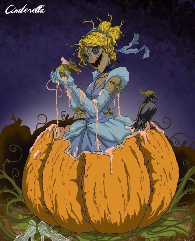 吸血鬼|迪士尼公主变成恐怖"怪物",丧尸让人害怕,吸血鬼画风妖娆