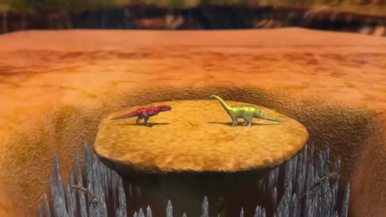 功夫恐龙:火焰霸王龙大战巨型泰坦巨龙,强强对决!