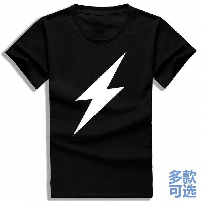 闪电雷电标志符号logo图形打底圆领全纯棉短袖t恤衫半袖上衣服