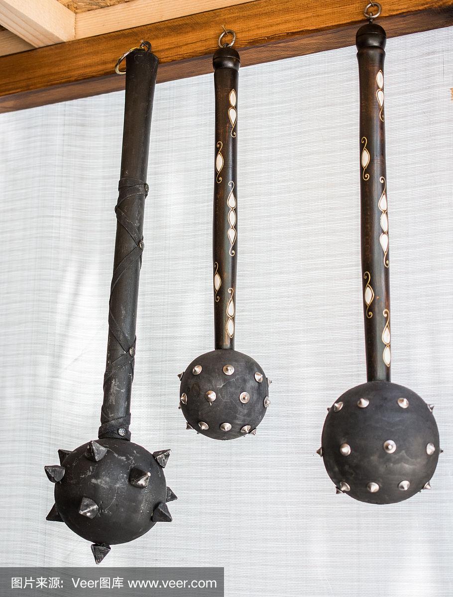 奥斯曼风格装饰狼牙棒作为中世纪的武器