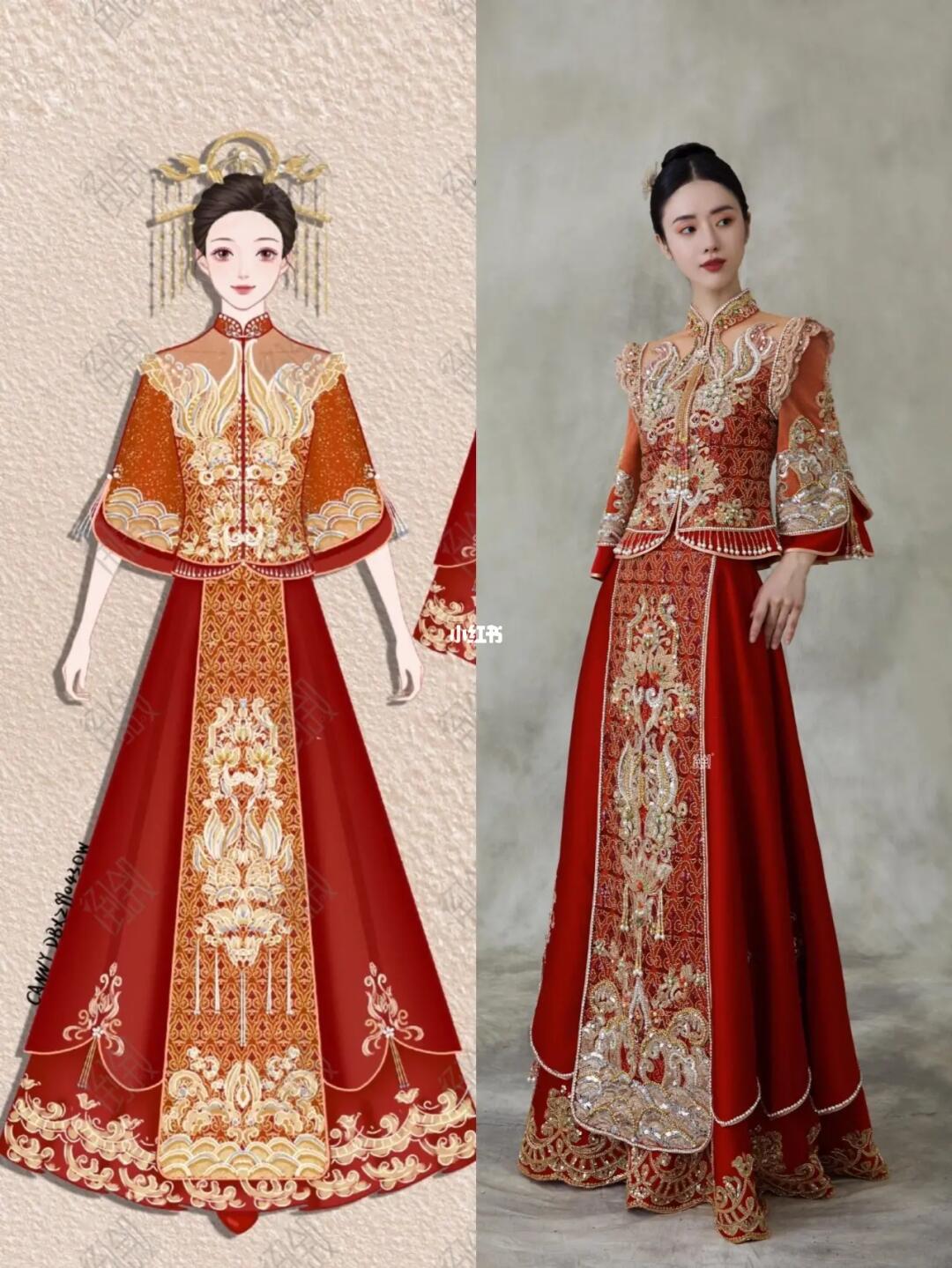 手绘新中式嫁衣元气少女风不要太好看