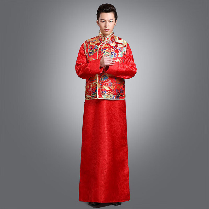 秀禾服男装唐装马褂古装婚服红秀禾服男中式新郎结婚礼服古代婚服x