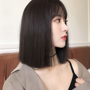 短发长直发蓬松圆脸网红自然气质修脸锁骨中长发型全头套式淘金商贸