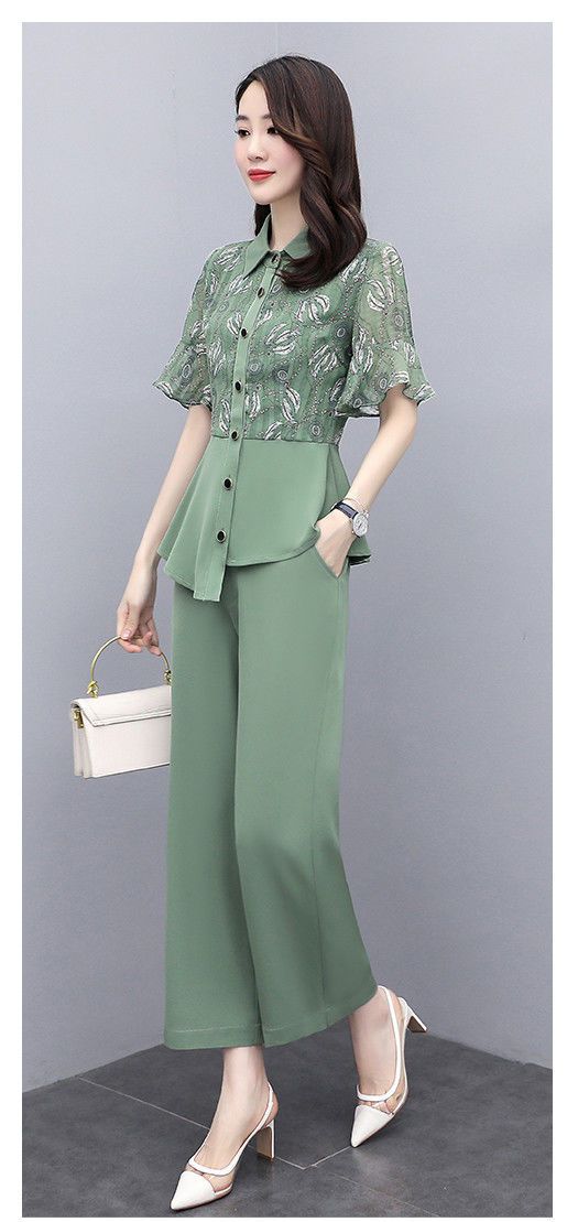 新款夏季气质显瘦女士夏装时尚阔腿裤两件套 - 17网
