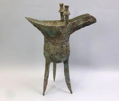 华兎※ 中国の金属工芸 青铜器 铜制品 古铜 爵 しゃく 酒杯 酒器