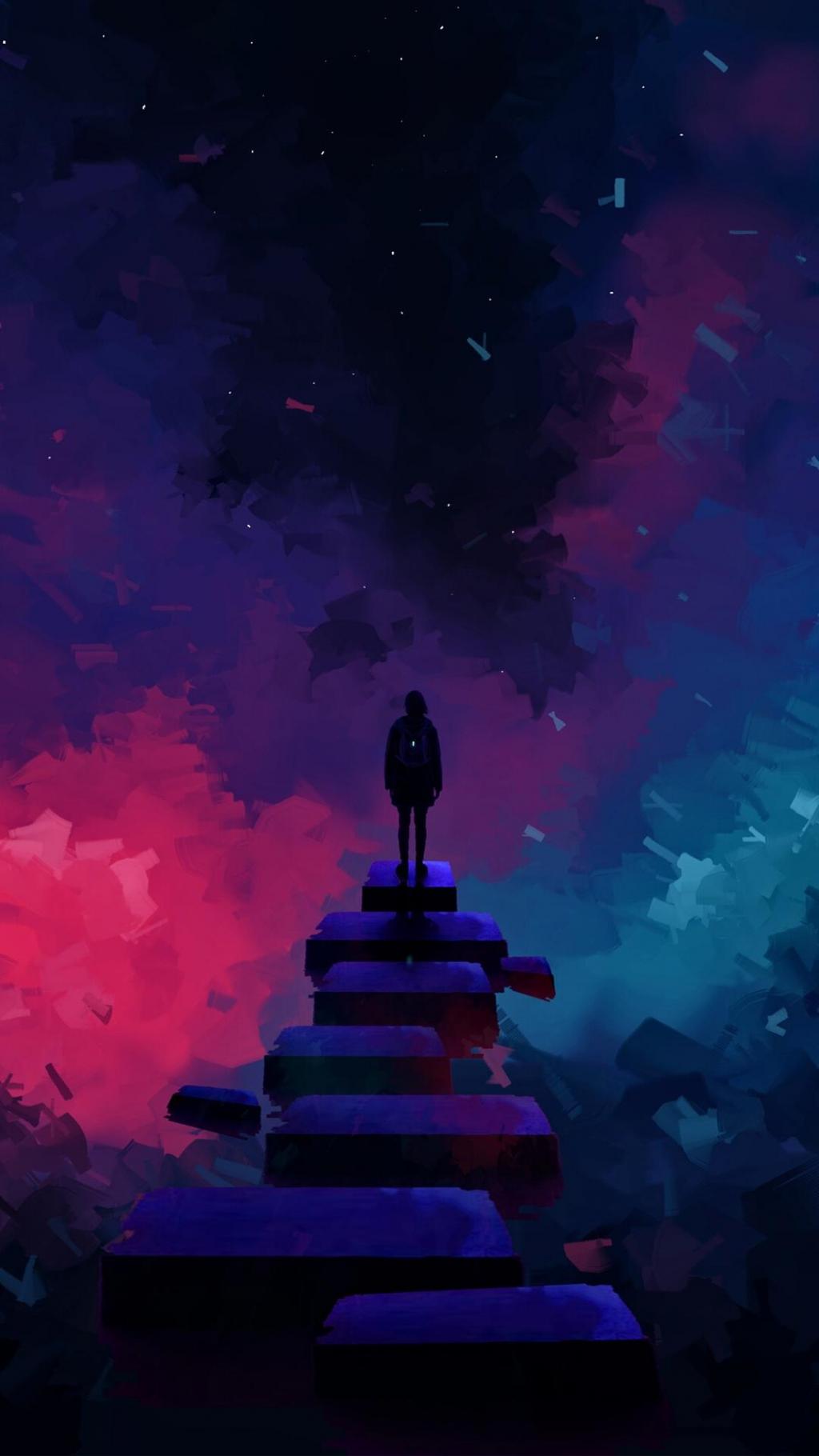 黑暗系孤独伤感动漫背影插画