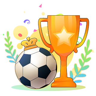 手绘卡通足球世界杯欧洲杯冠军奖杯装饰
