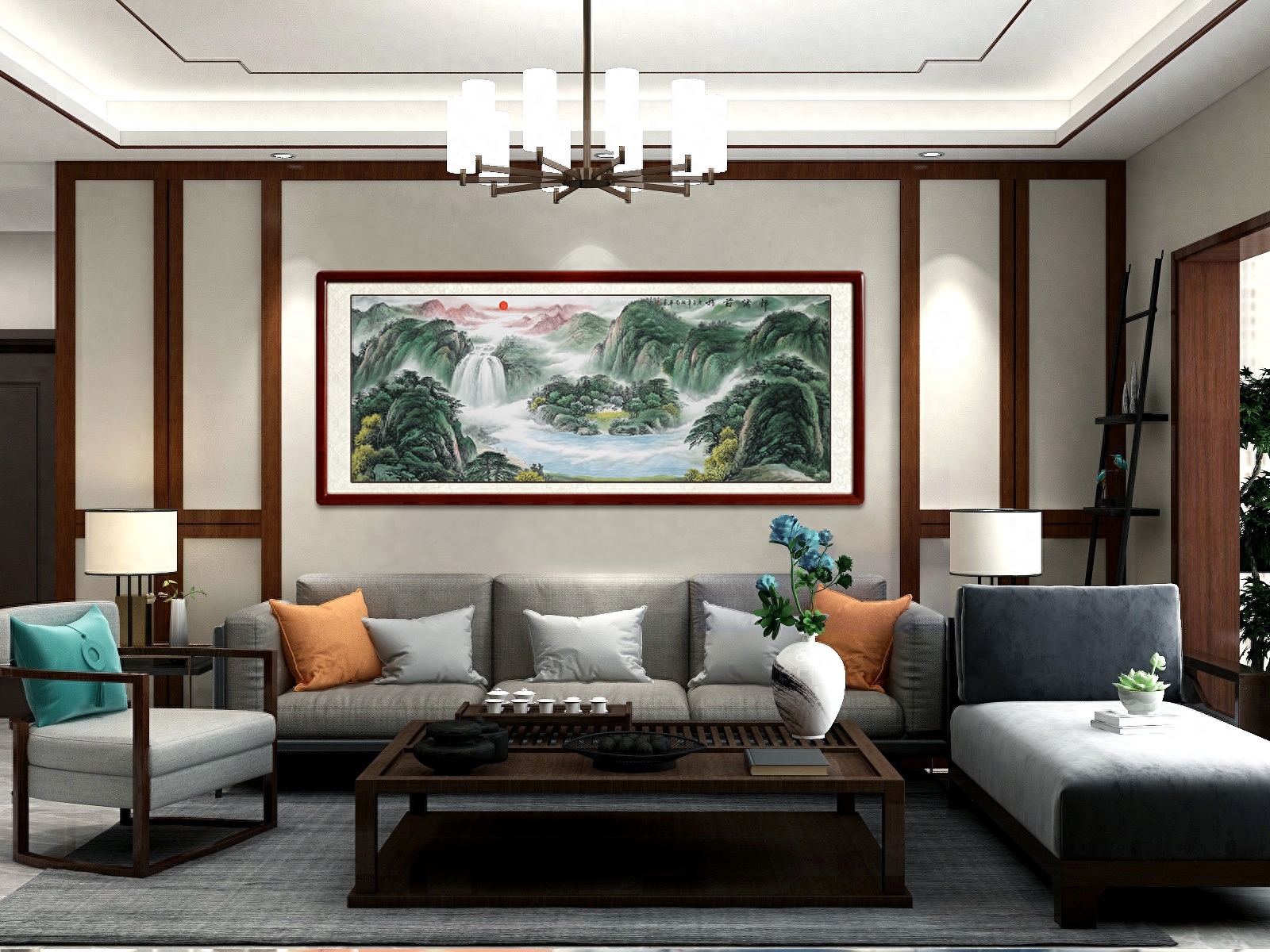 客厅北墙挂什么画最旺财,别选错!_瀑布_聚宝盆_财源